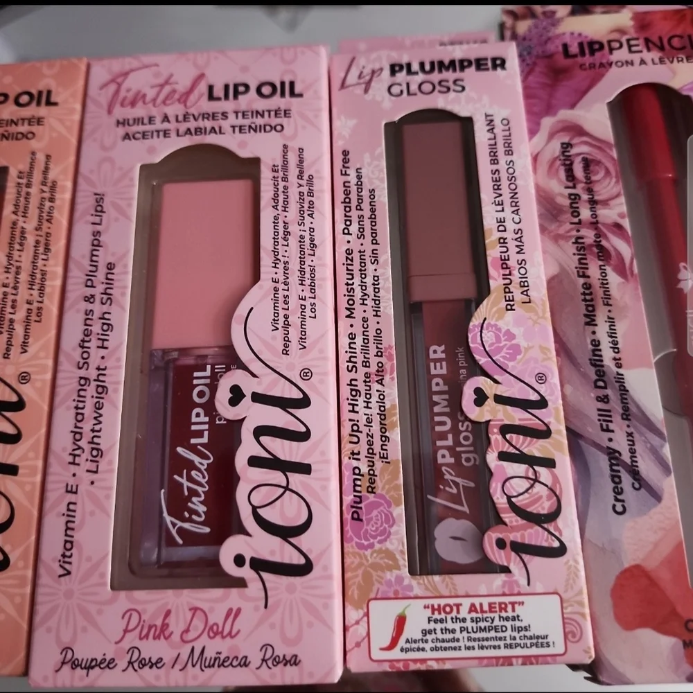 Tinted Lip Oil Set by Lique Cosmetics - Plum, Sweet Honey, Pink Petal, Rosewood